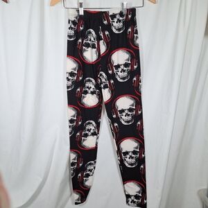 Black and White Skull Print Leggings S